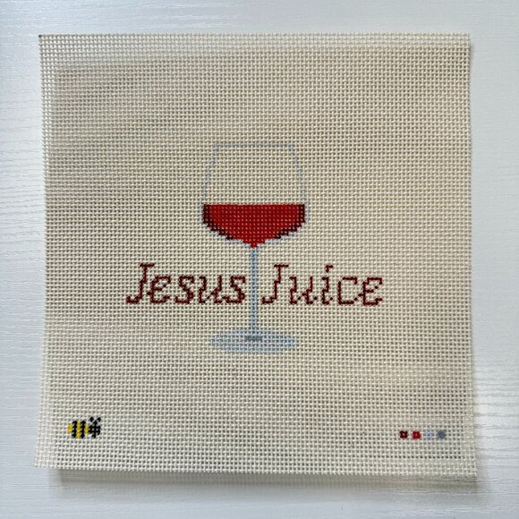 The Seamless Bee LLC Other - Jesus Juice Wine Glass Needlepoint Canvas